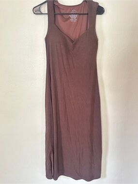 Klassy Network Brown Ribbed Maxi Tank Dress